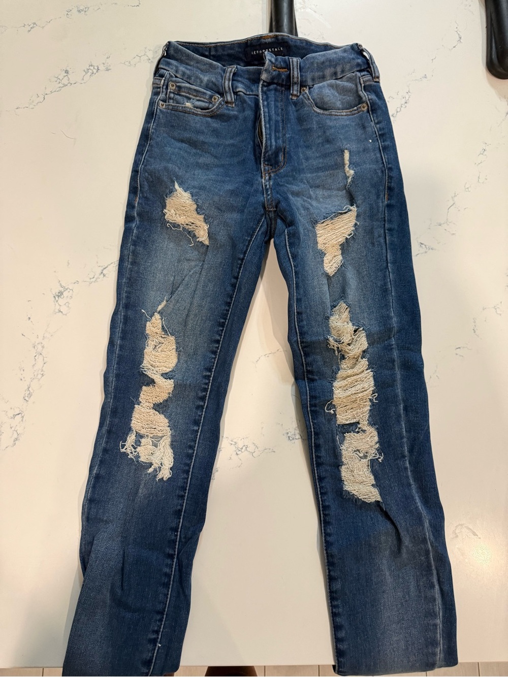 Aeropostale Distressed Blue Skinny Jeans